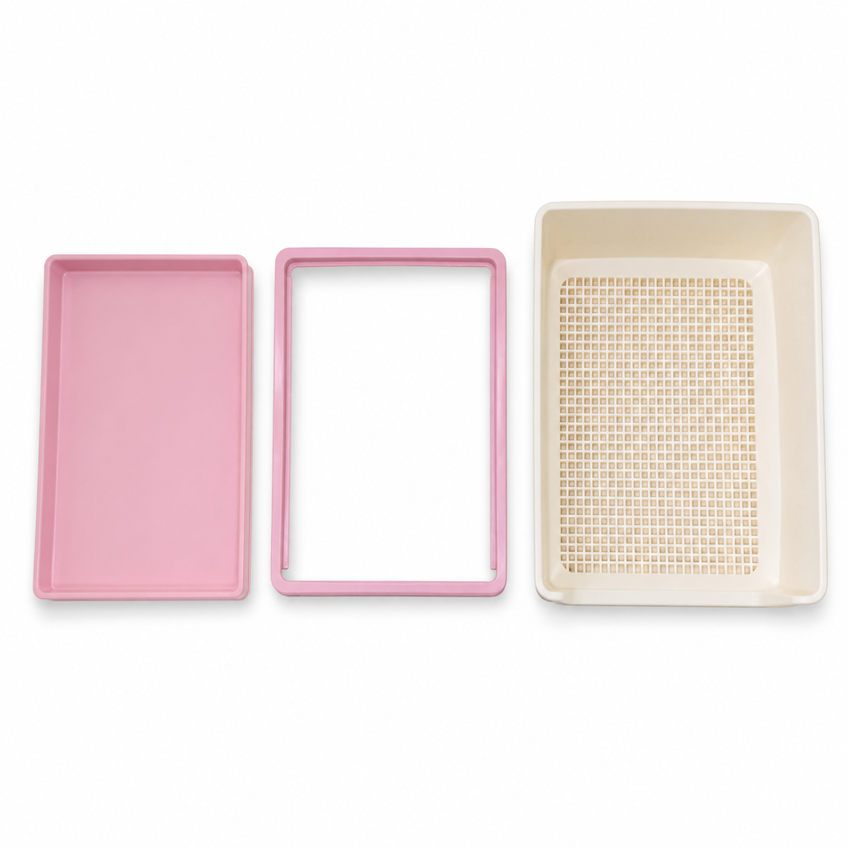 The three separate pieces of the LuckyBunny litter box